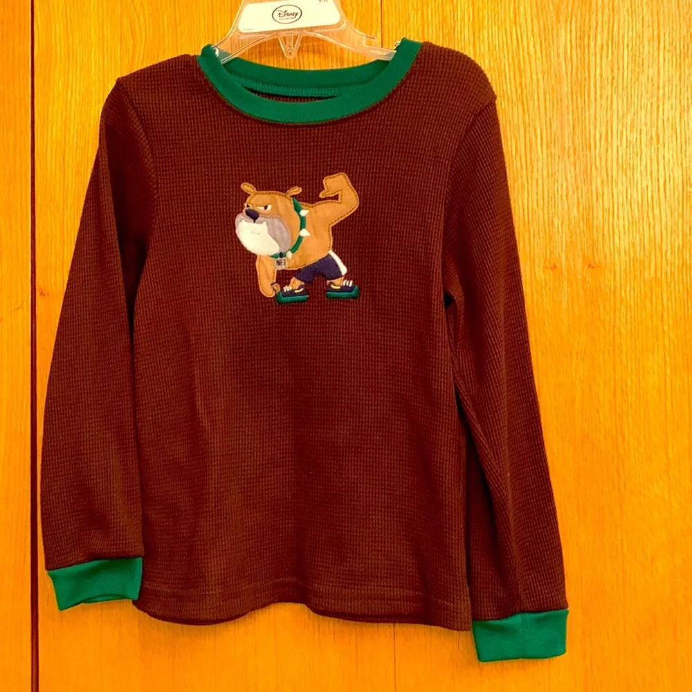 Carter’s size 6 boy’s bulldog super comfy thermal top tee waffle weave EUC